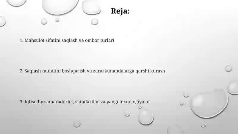 Qishloq xoʻjalik mahsulotlarini saqlash 2