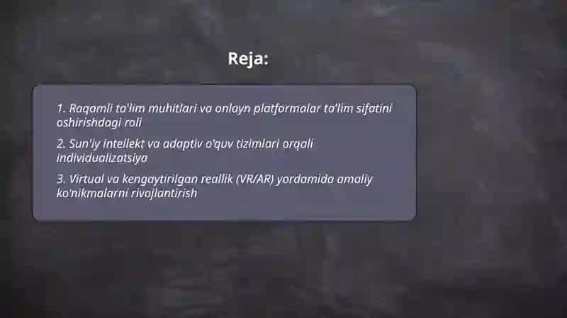 Raqamli ta'lim muhitlari va onlayn platformalar 2