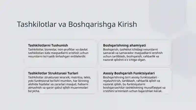 Tashkilotlar va ularni boshqarish 2
