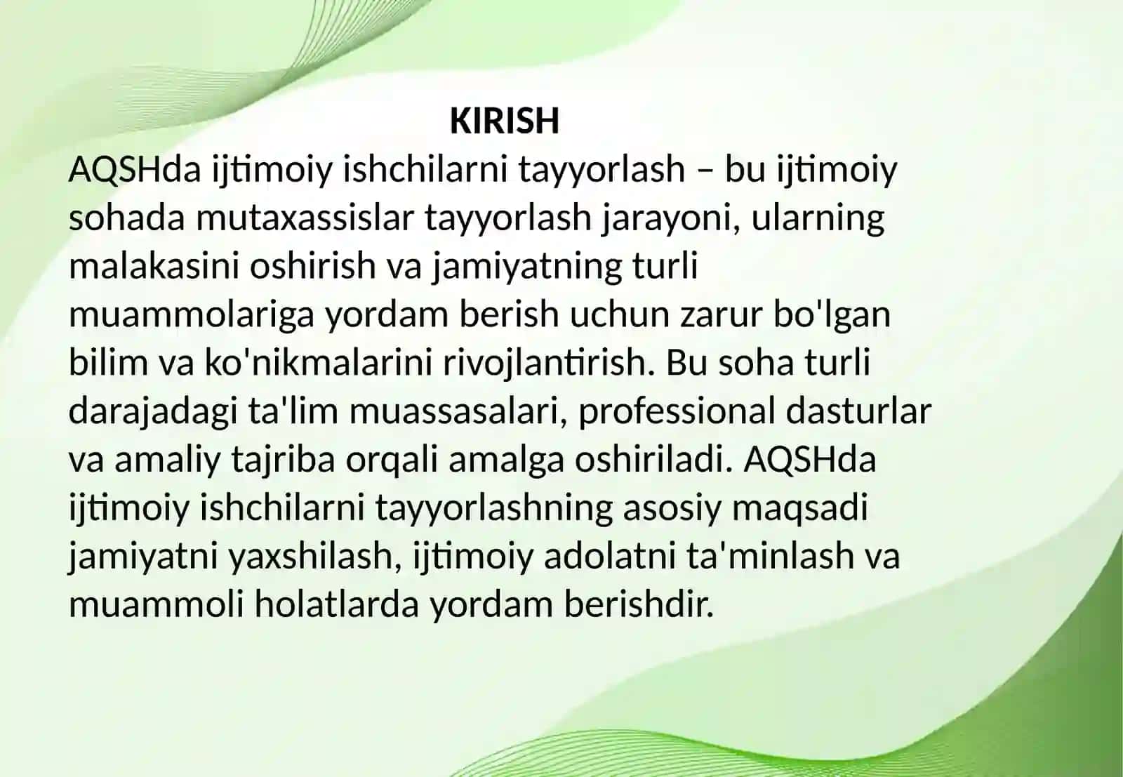 AQSHda ijtimoiy ishchilarni tayyorlash 2