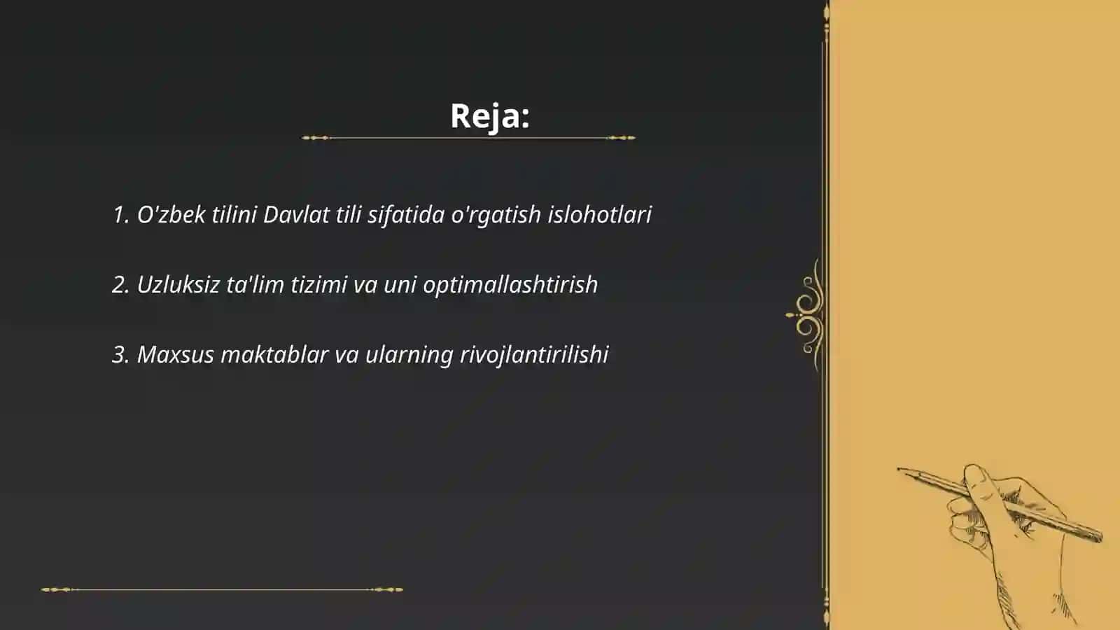 O'zbek tilini Davlat tili sifatida o'rgatish islohotlari 2
