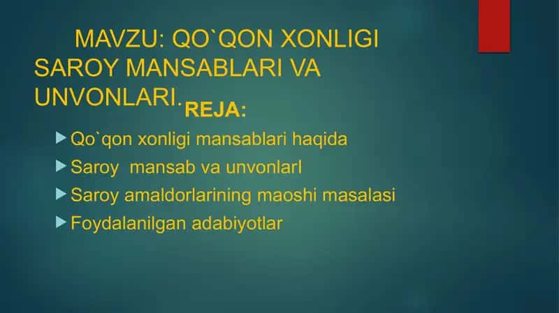 Qo`qon xonligi mansablari va unvonlari 2