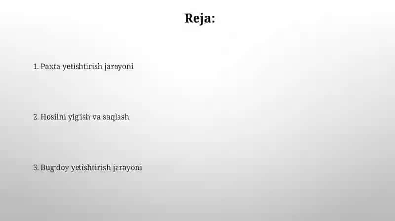 Fermer xo'jaligida paxta va bug'doy yetishtirish jarayonlari 2