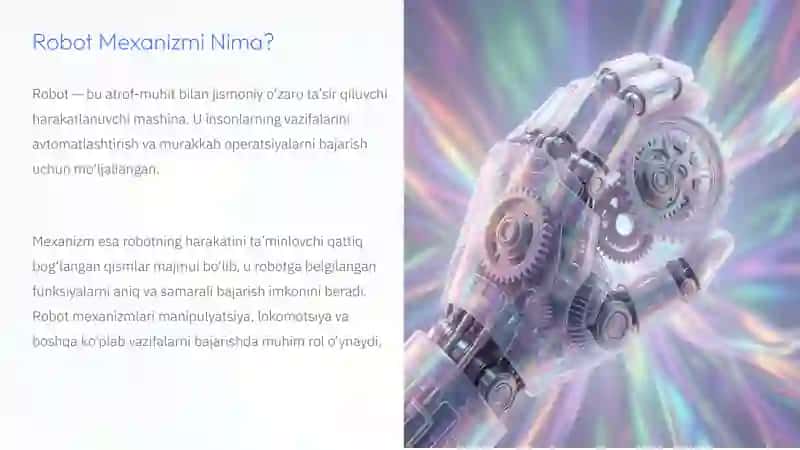 Robotlarni Mexanizmlari: Asosiy Qismlar va Harakat Tizimlari 2
