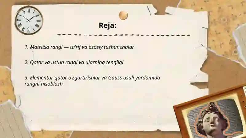 Matritsa rangini hisoblash. Xos va xosmas matritsalar 2