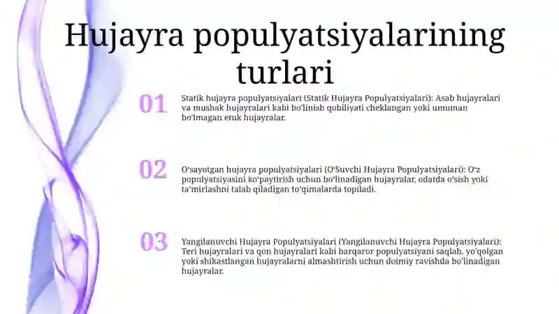 Hujayra Populyatsiyasing Turlari 2