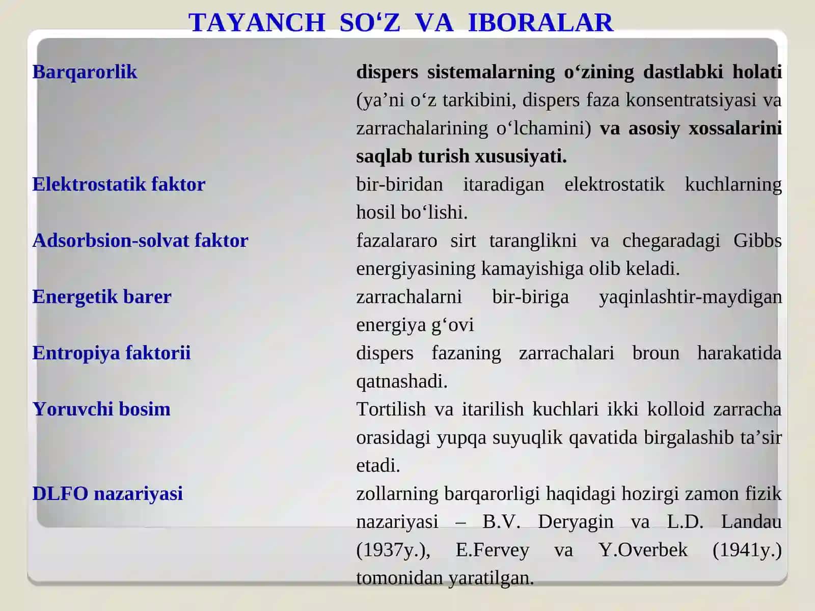 barqarorlikning dlfob nazariyasi gidrofob, liofob 2
