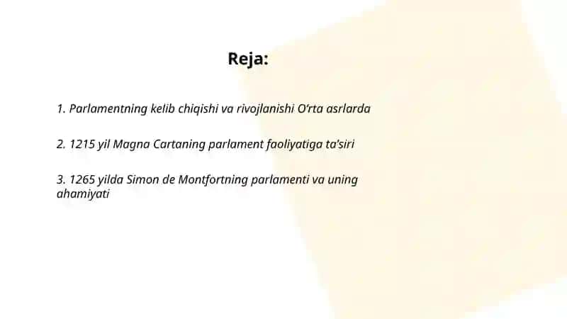 Oʻrta asrlarda Angliya parlamenti faoliyati 2