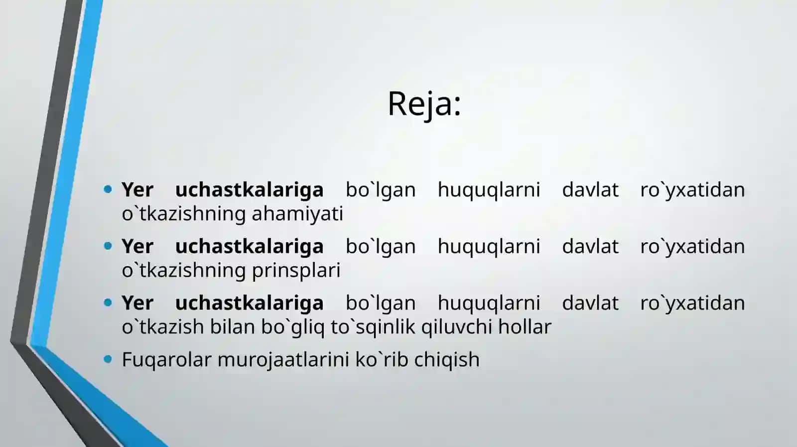 Yer uchastkalariga bo`lgan huquqlarni davlat ro`yxatidan o`tkazish 2