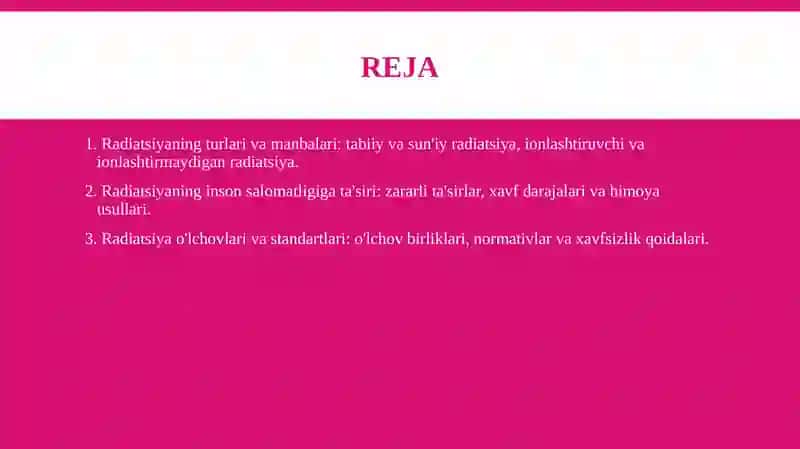 Radiatsiya haqida umumiy ma'lumot 2
