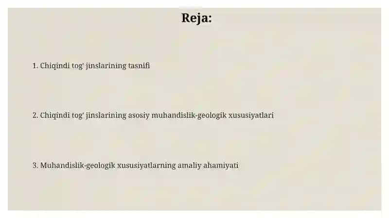 Chiqindi tog' jinslarining tasnifi 2