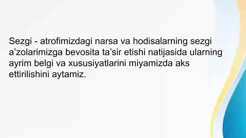 Sezgilarning tasnifivaturlari 2