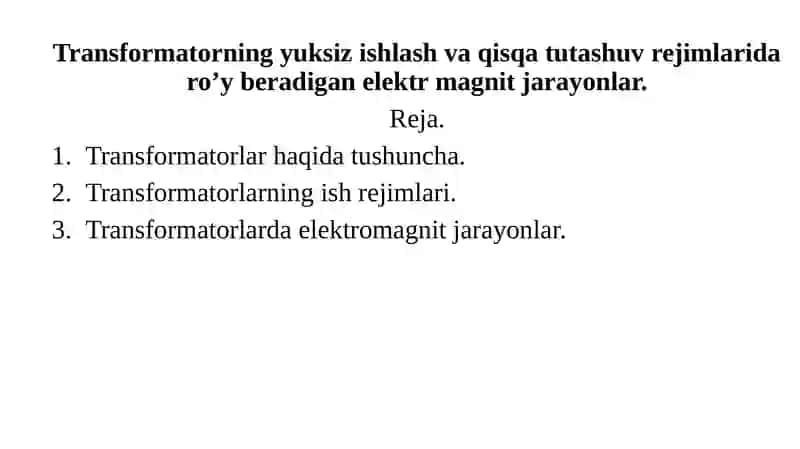 Transformatorlar haqida ta'lim 2