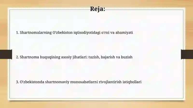 Shartnomalar va ularning o'rni O'zbekistonda 2