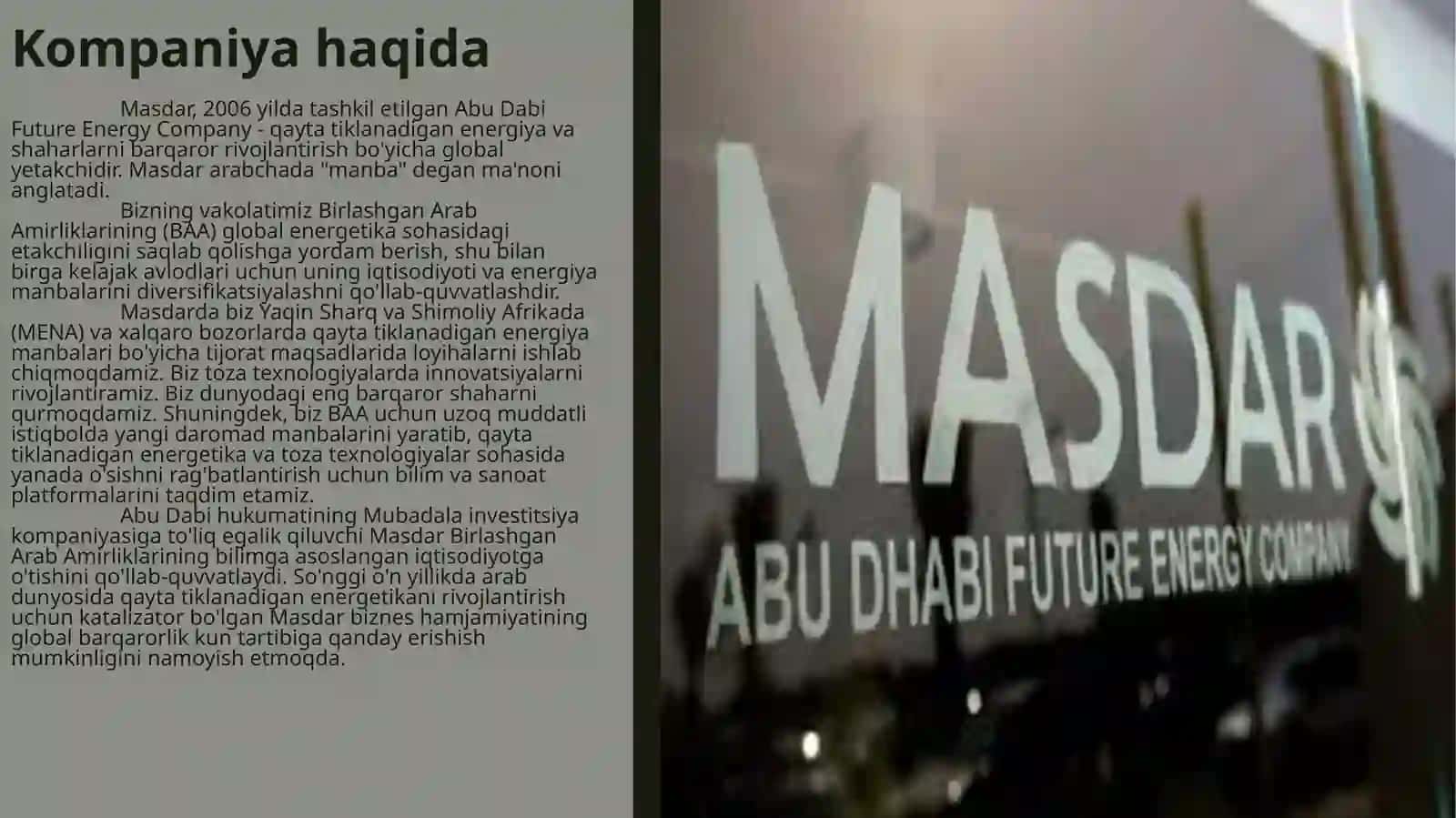 Masdar kompaniyasi 2