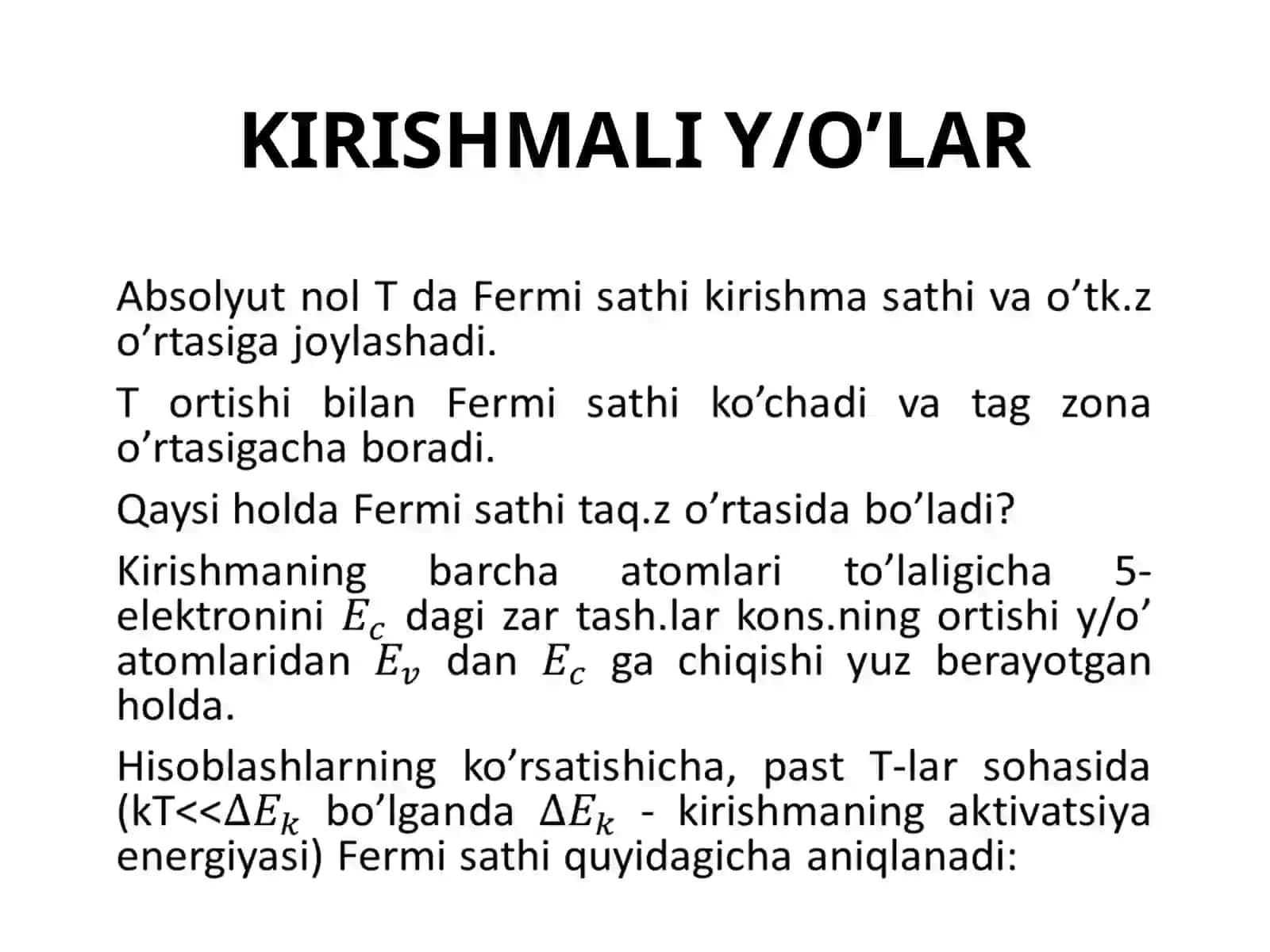 KIRISHMALI Y/O’LAR 2