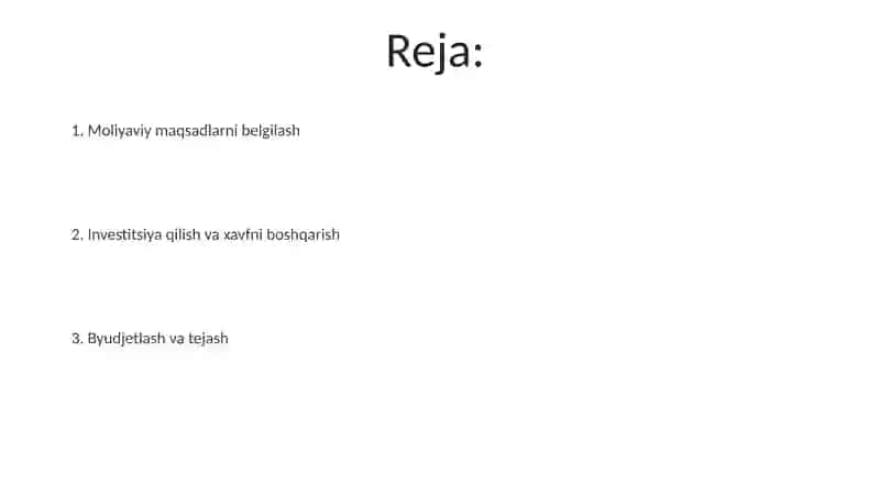 Moliyaviy rejalashtirish va tartibga solish 2