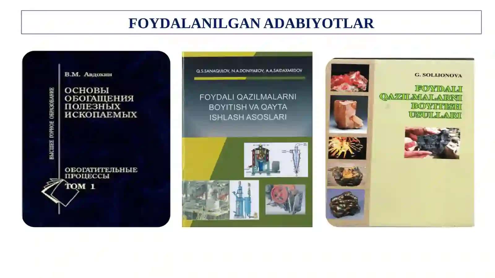 FOYDALI QAZILMALARNI BO'LAKLASH JARAYONI 2