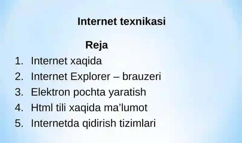 INTERNET TEXNALOGIYALARI 2