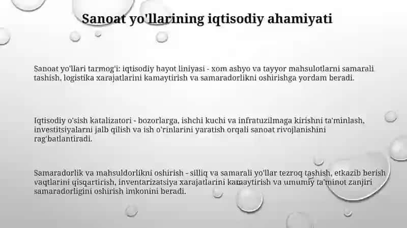 Sanoat Va Xo'Jalik Yo'Llari 2
