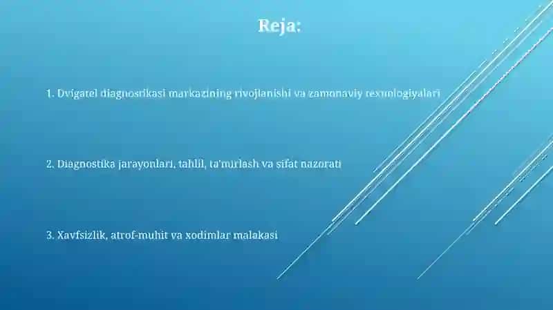 Dvigatelni diagnostikalash ish joyini o‘rganish 2