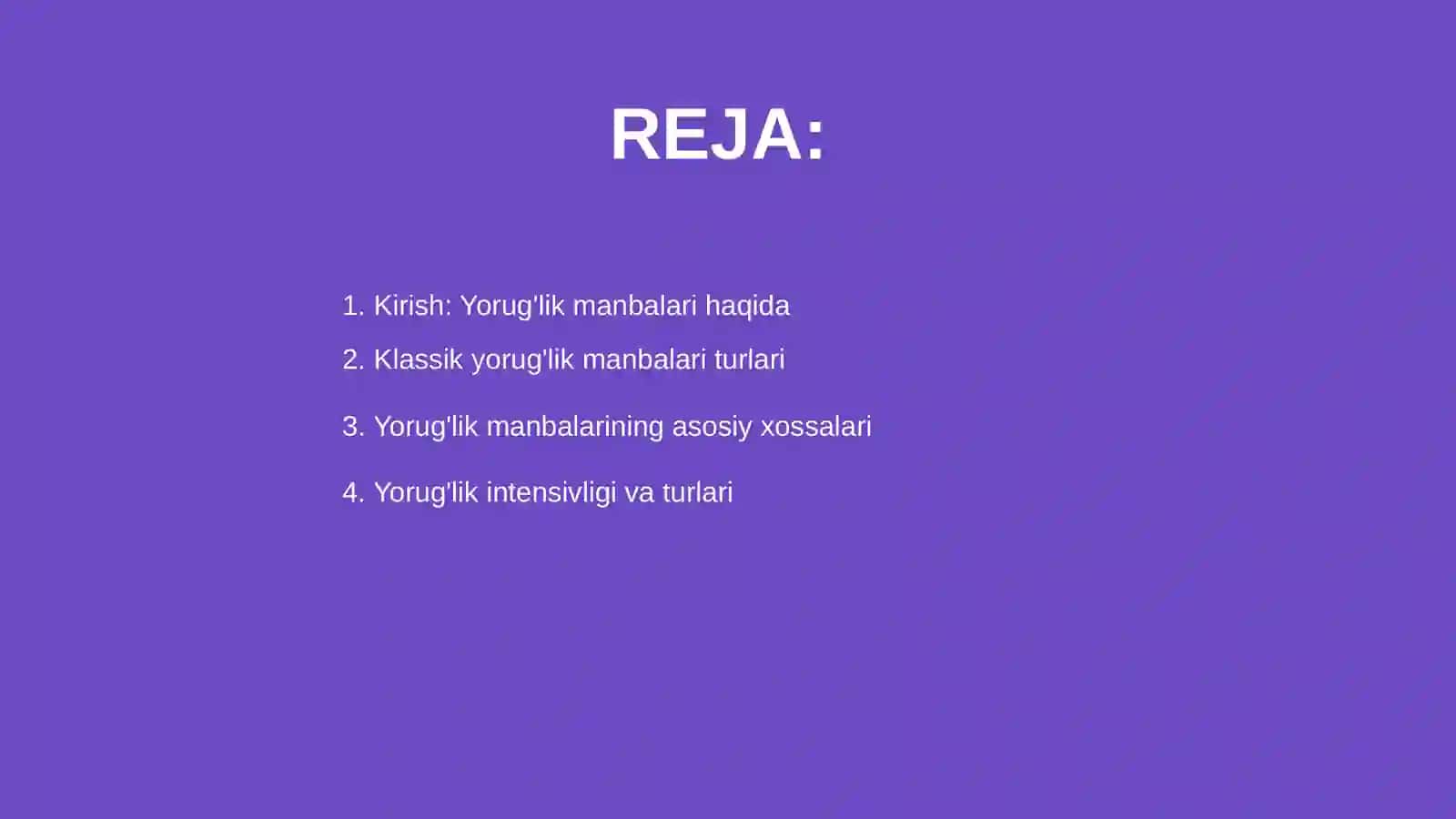 Klassik yorug'lik manbalari va ularning xossalari 2