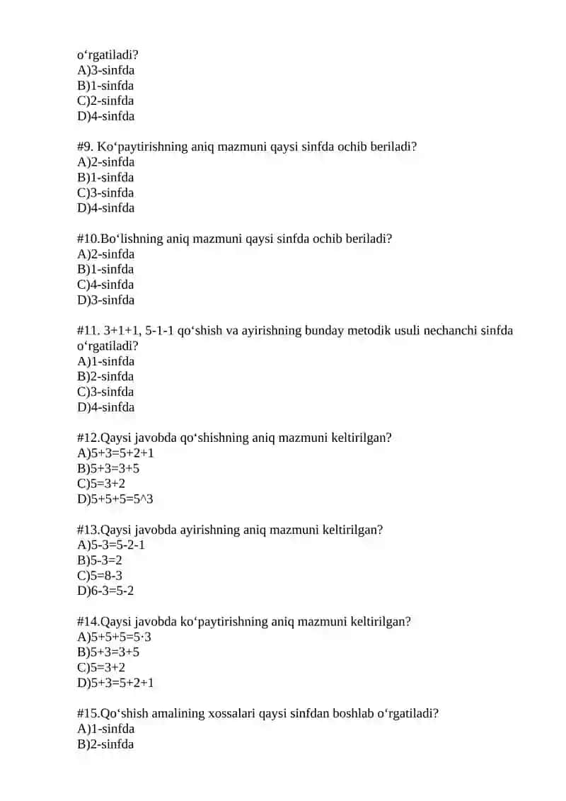 Matematika o‘qitish metodikasi fanidan 2