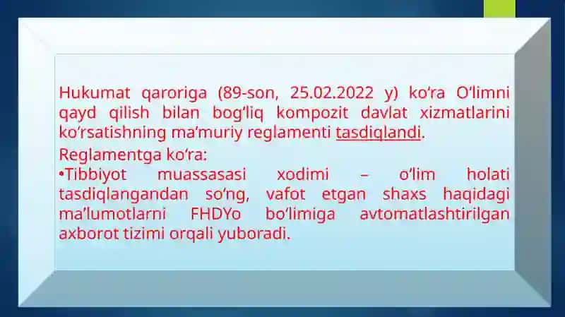 O‘LIMNI QAYD ETISH 2