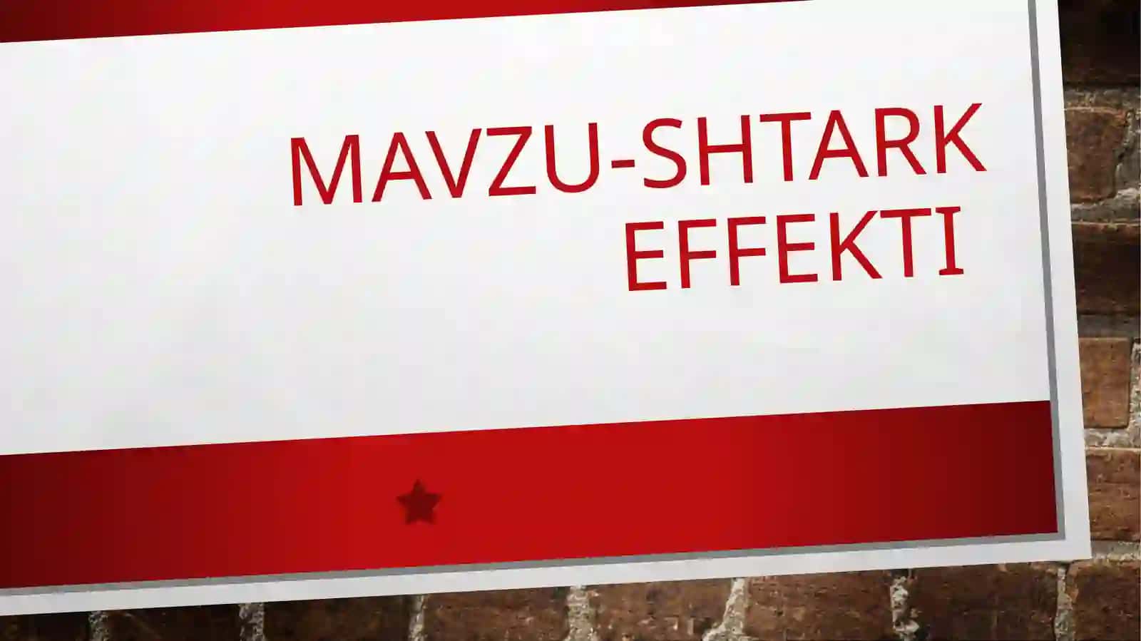 MAVZU-SHTARK EFFEKTI 2