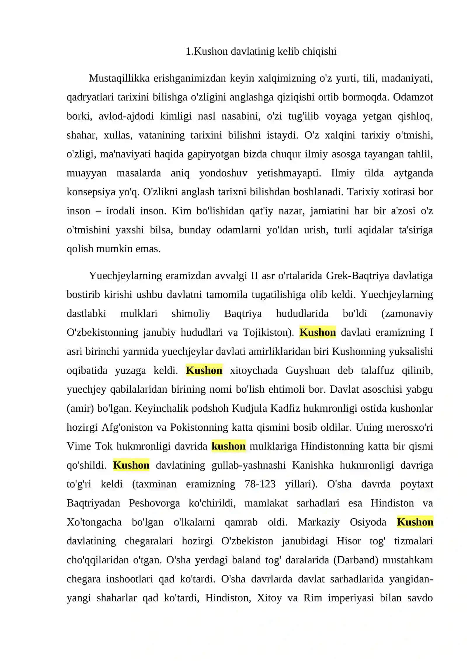 KUSHON DAVLATI YODGORLIKLARI VA UNI O'RGANISH 2