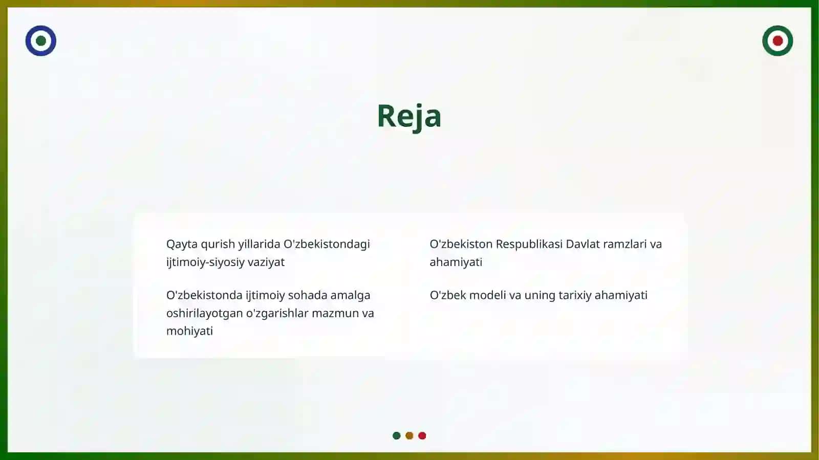 Oʻzbekistonning eng yangi tarix fanidan taqdimoti 2