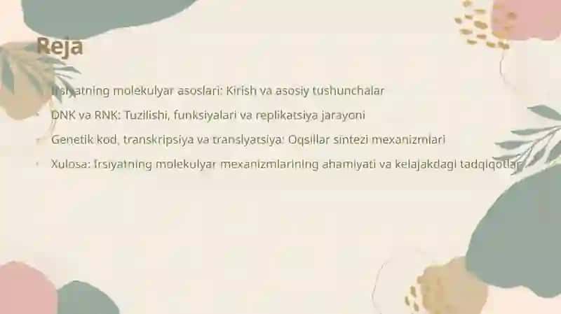 Irsiyatning molekulyar asoslari 2