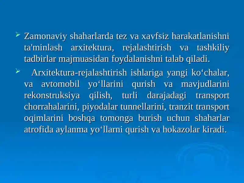 Йўл ҳаракатининг асосий тавсифлари 2