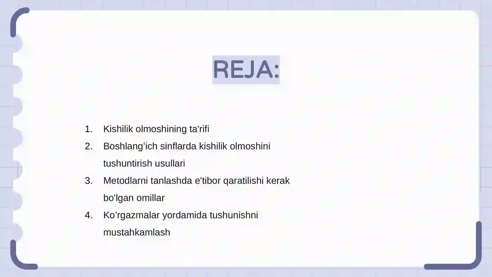 Kishilik olmoshini tushuntirish metod va ko’rgazmalar asosida 2