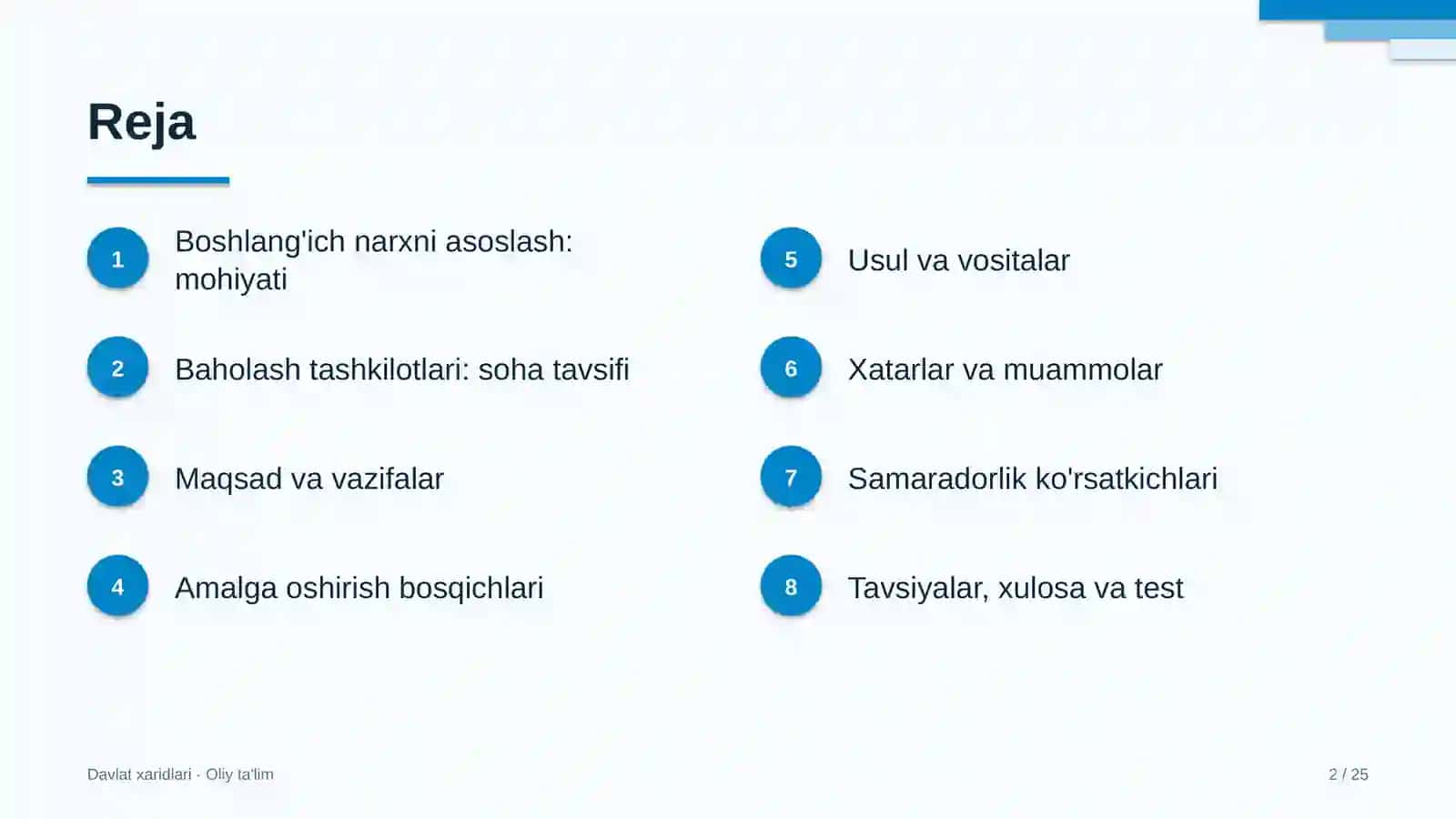 Davlat xaridlari · Oliy ta'lim 2
