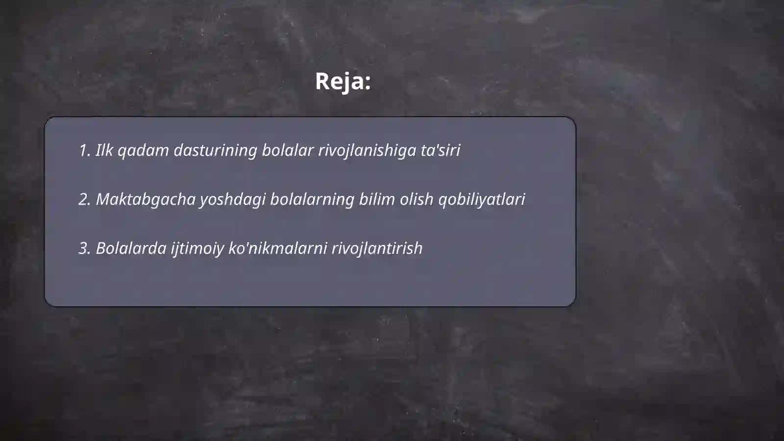 Ilk qadam dasturi 2