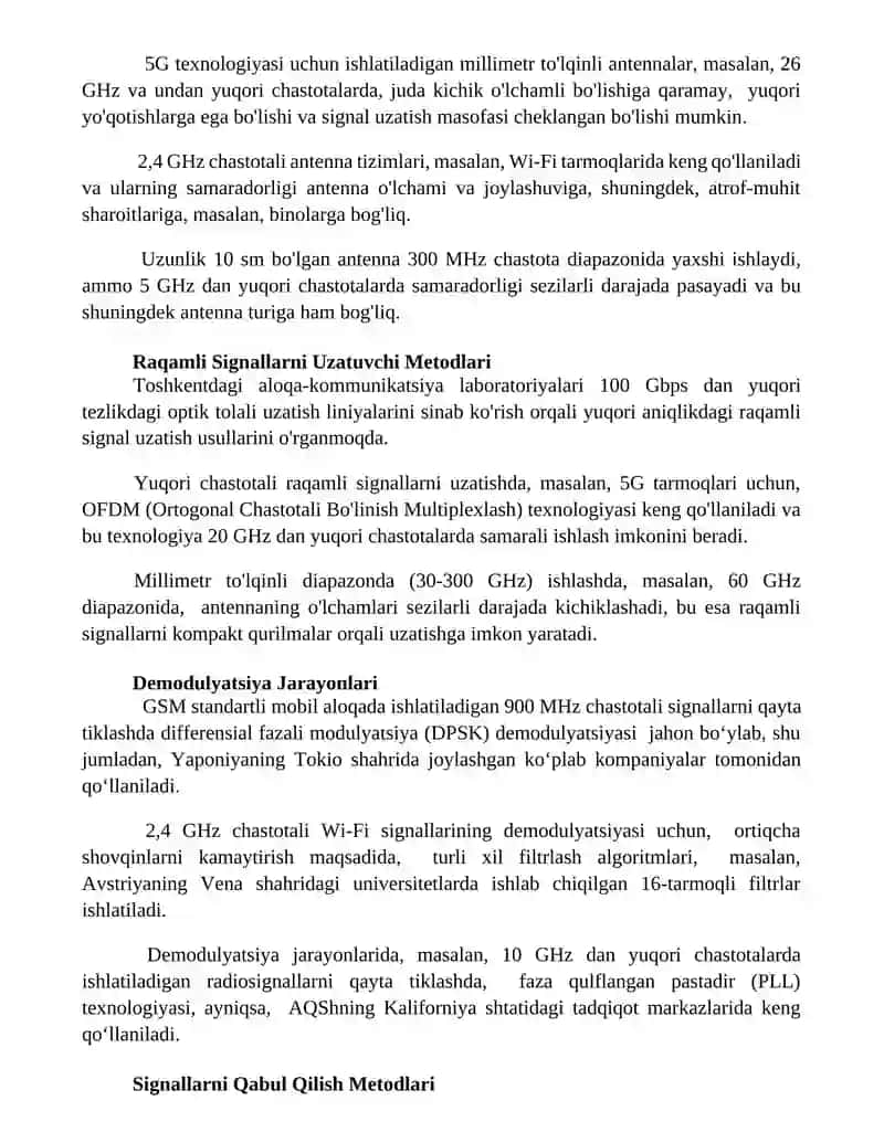 Yuqori chastotali signallarni uzatish usullari 2