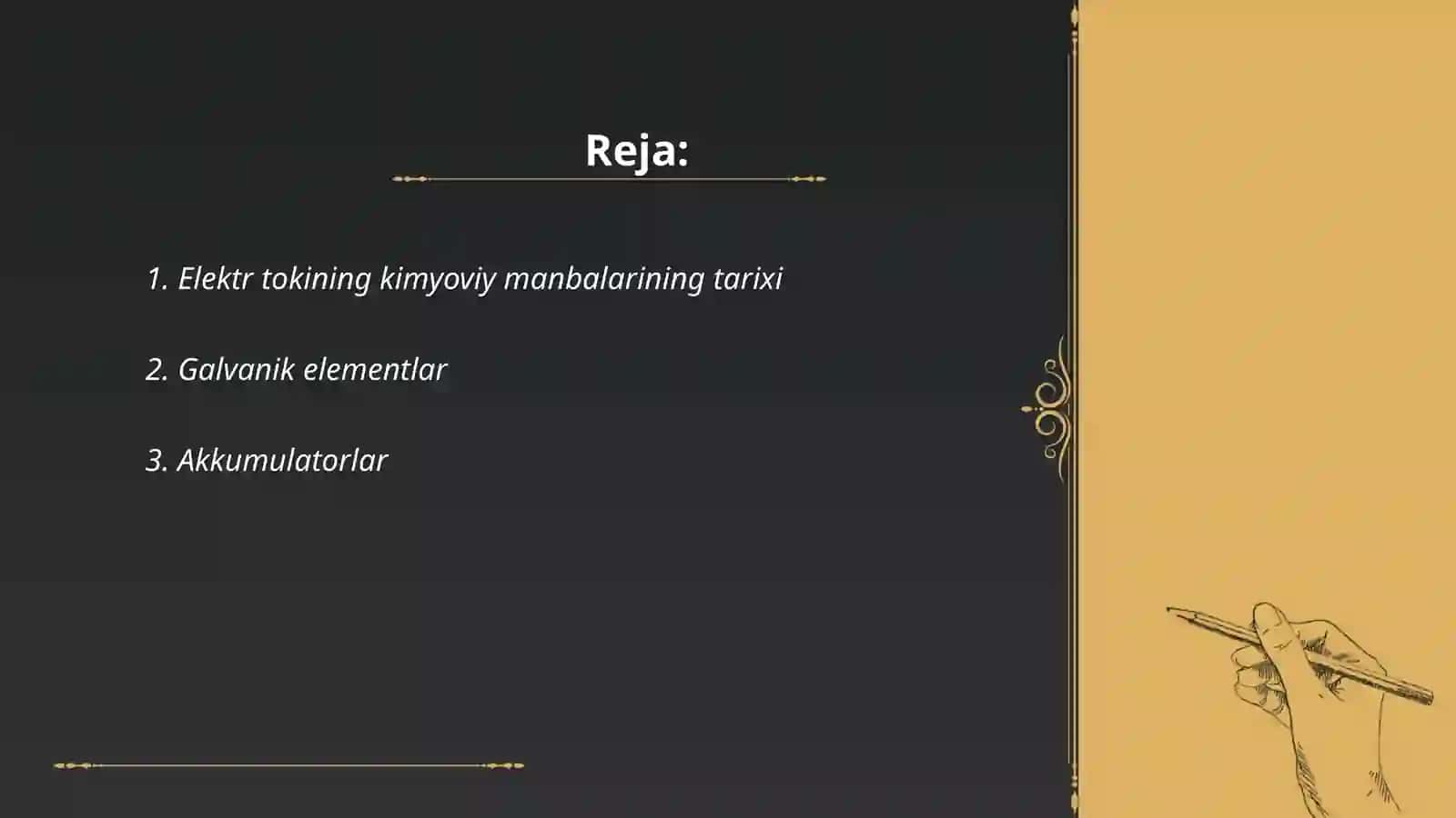 Elektr tokining kimyoviy manbalar tuzulishi 2