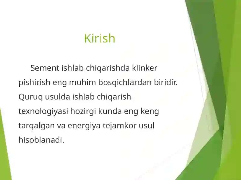 Quruq usulda klinkerni pishirish texnologiyasi 2