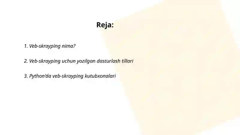 Veb-skrayping asoslari 2