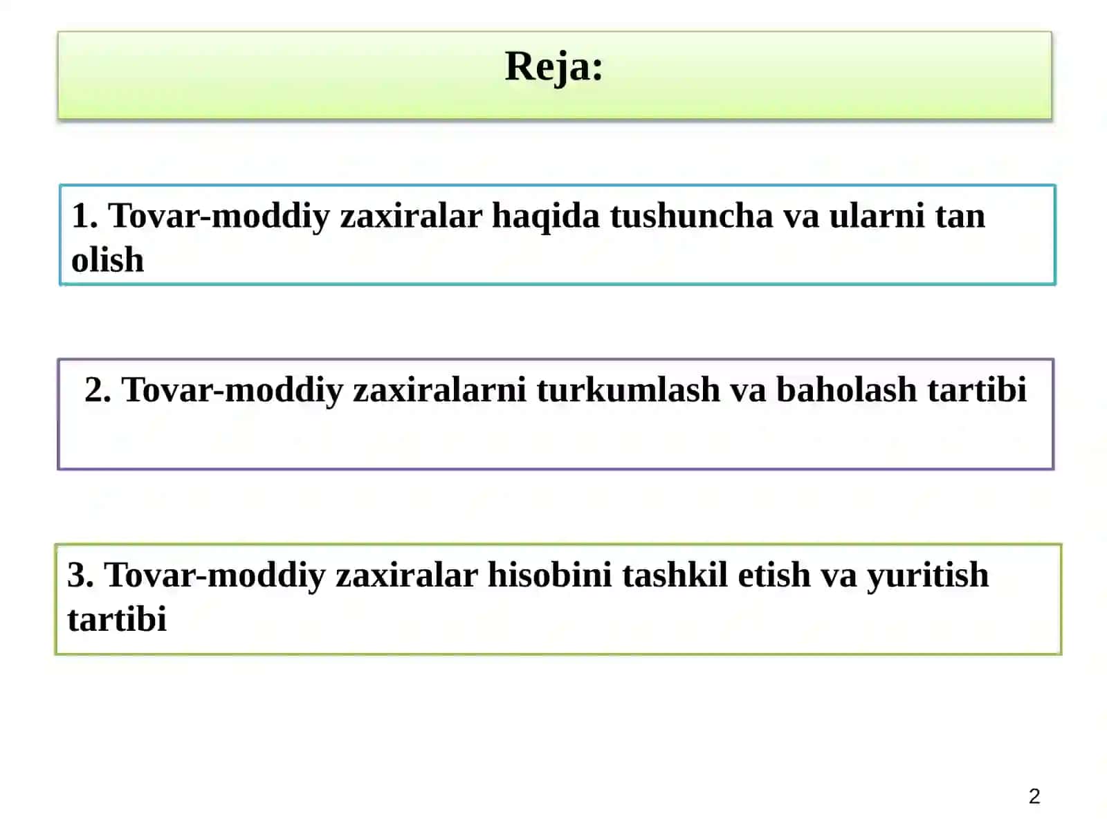 TOVAR-MODDIY ZAXIRALAR HISOBI 2