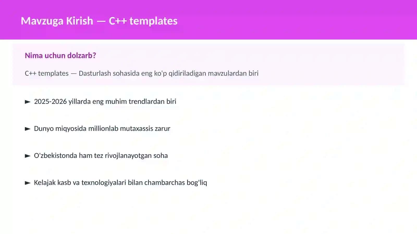 C++ VA TIZIM DASTURLASH 2