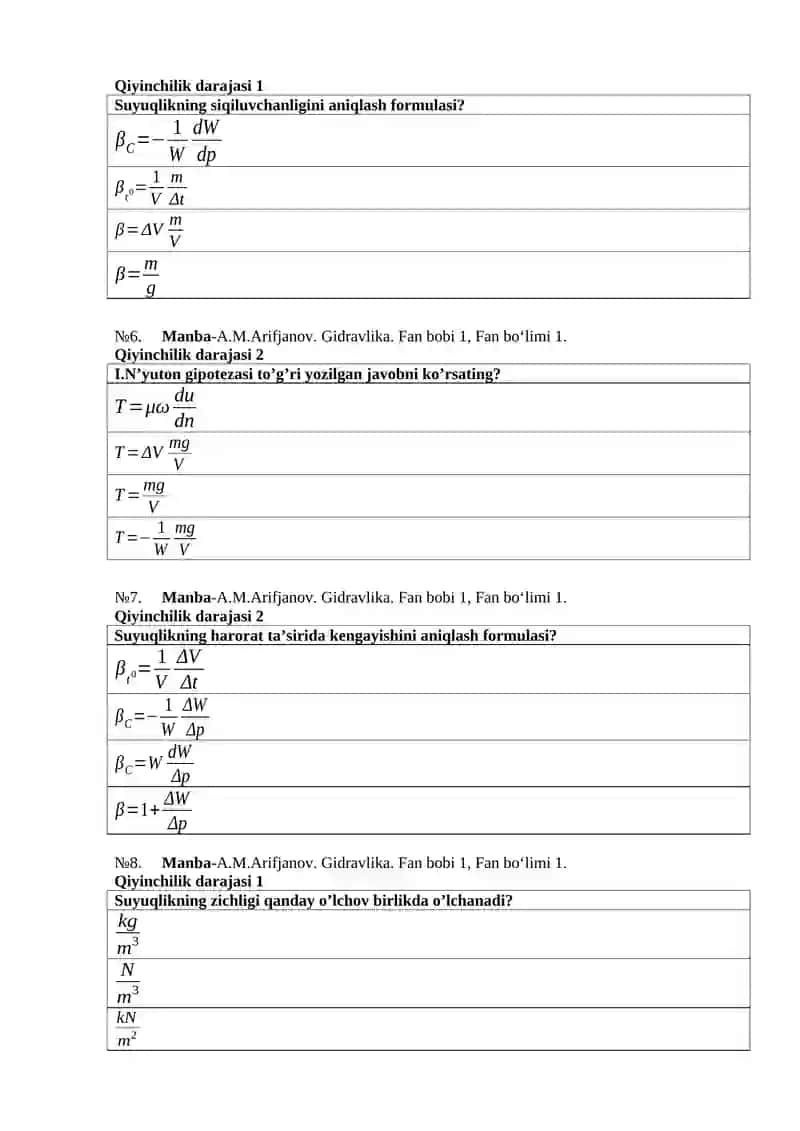 Gidravlika Test Savollari 2