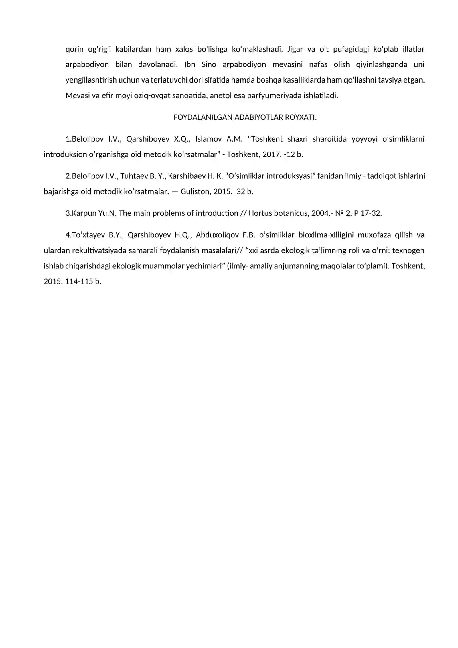 Anissimon (oddiy) arpabodiyon 2