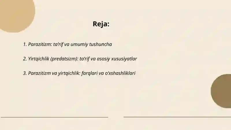 Parazitizm, yirtqichlik va turlari va tarifi 2