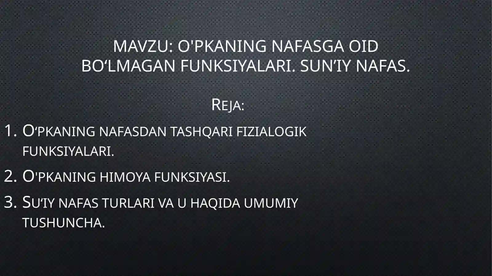 O'pkaning nafasga oid boʻlmagan funksiyalari 2