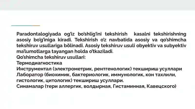 Paradontologiya og’iz bo’shlig’ini tekshirish 2
