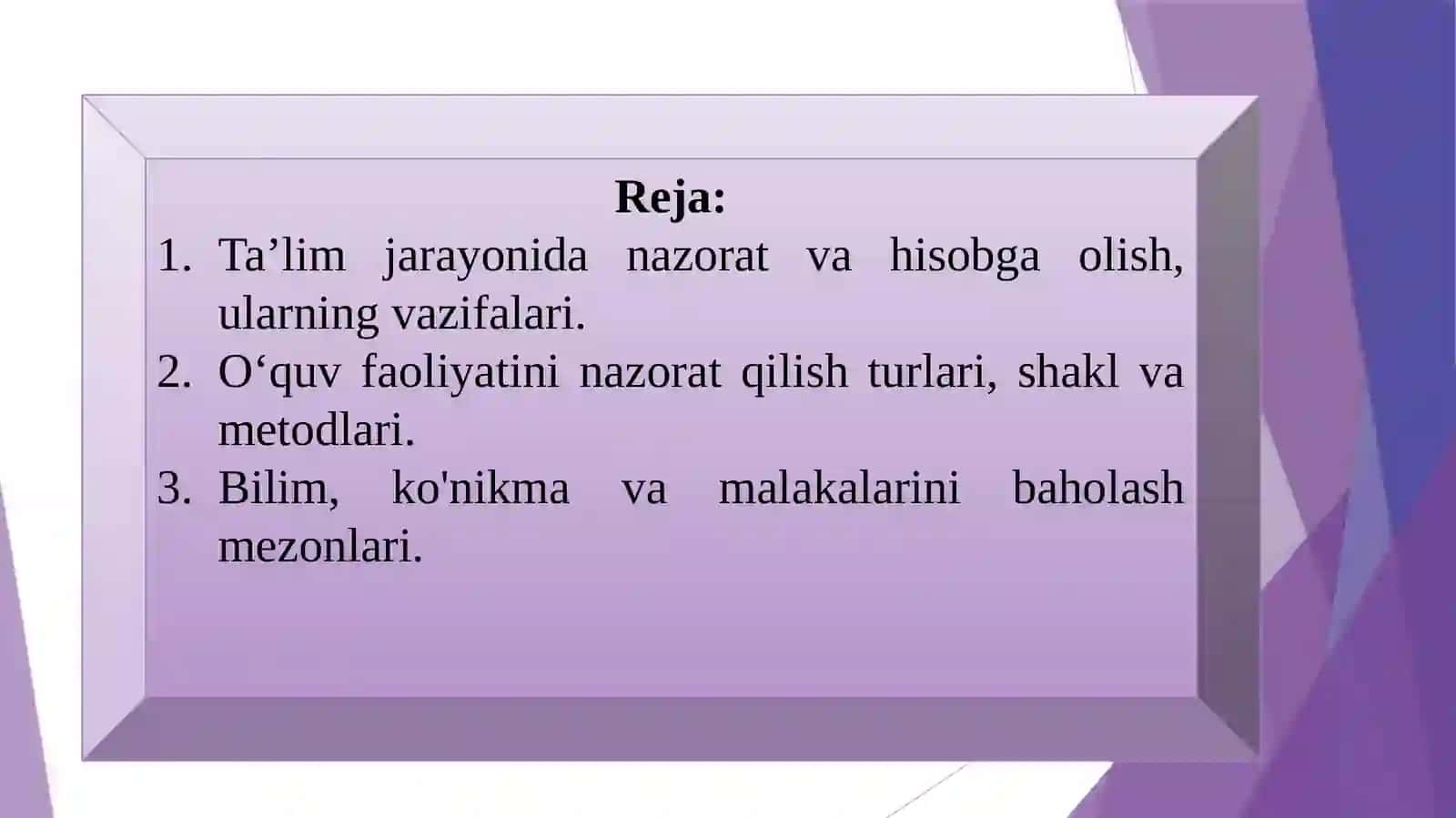 Ishtirokchilarning bilim, koʻnikma va malakalarini diagnostikalash 2