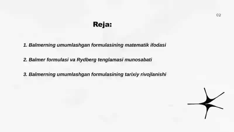 Balmerning umumlashgan formulasi 2