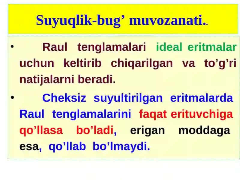 Uchuvchan suyuq aralashmalarning termodinamikasi 2